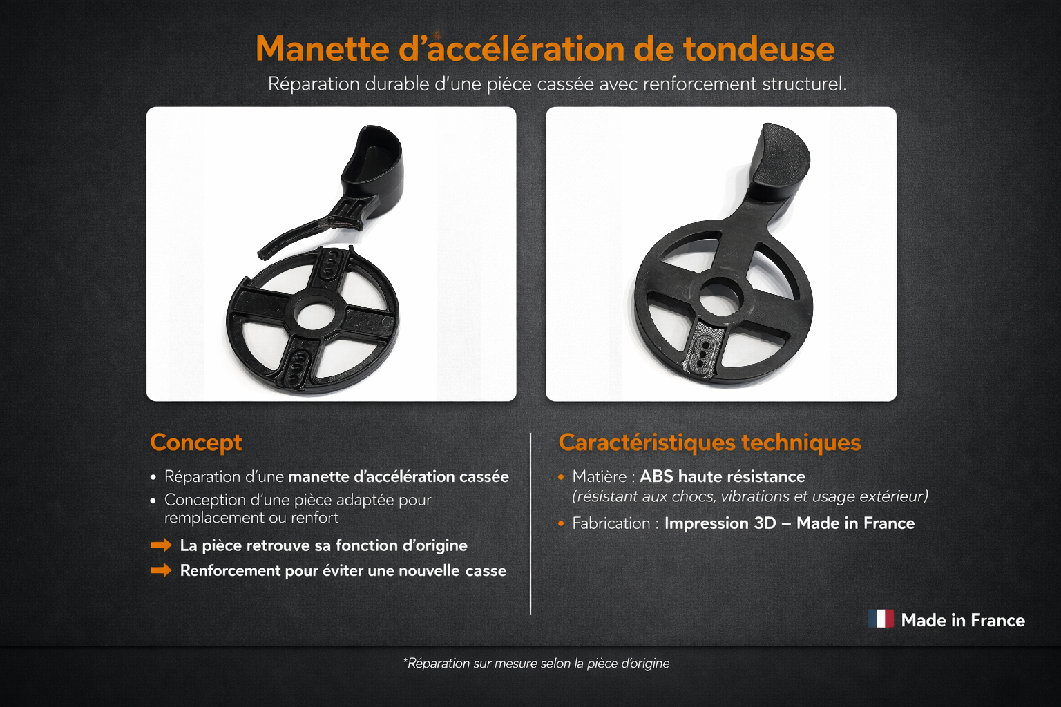 Manette d'accélérateur de tondeuse